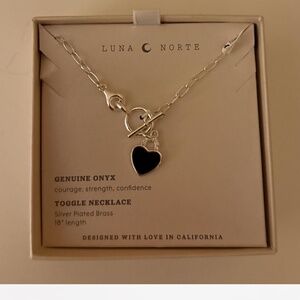 Silver black heart necklace